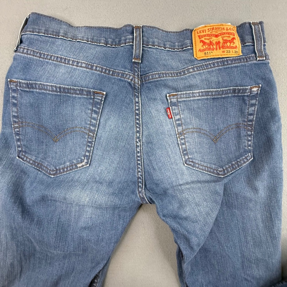 Levi's 511 Slim Fit Jeans Mens 33x30‎ Blue Denim Medium Wash 5-Pocket Zip Fly - Picture 4 of 10